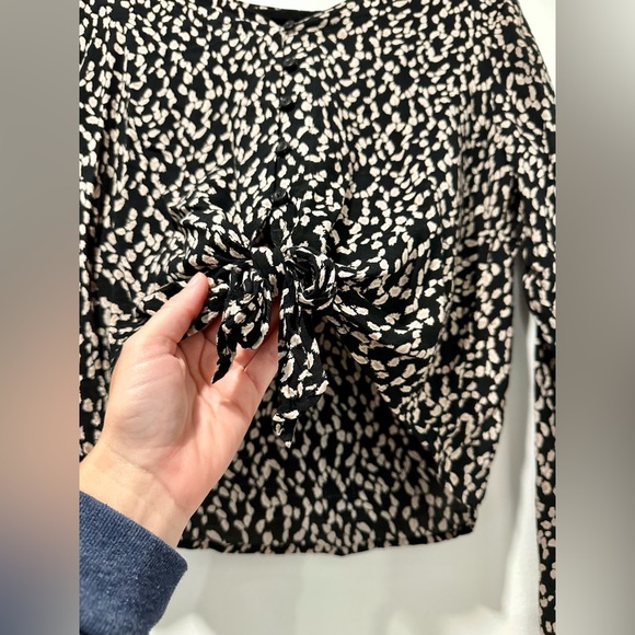 Cloth & Stone Womens Black and Tan Front Tie Flowy Top Blouse Size S EUC - Picture 3 of 12